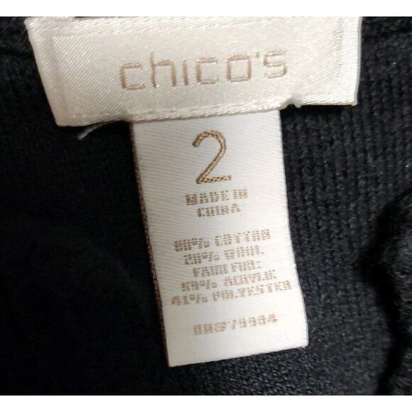 Chico's Black Faux Fur Vest Size 2 US L Sleeveless Open Front Knit Classic - Picture 7 of 7